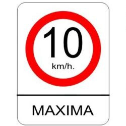 Señalamiento vitrocel 10 km/hr maxima 45 x 60 cm